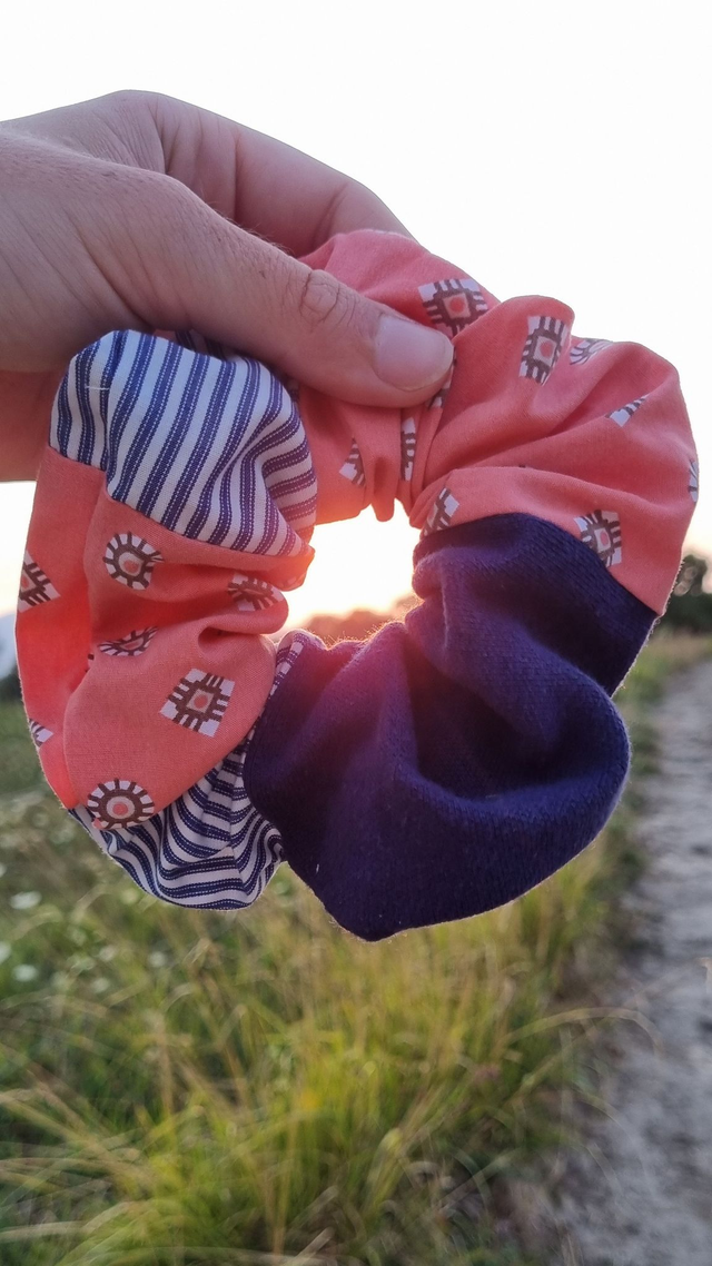 Chouchou chemise rose/bleu