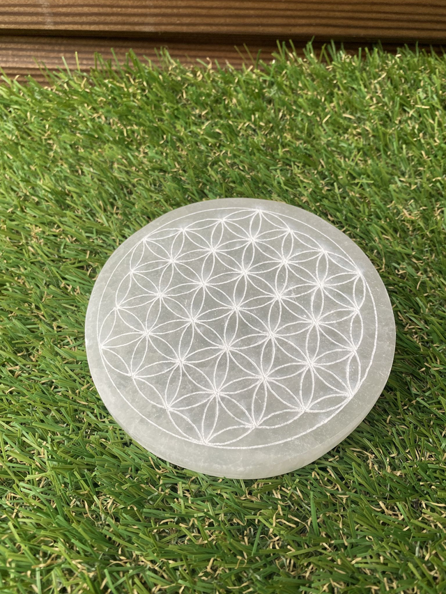 Plaque en Sélénite Fleur de Vie 10cm