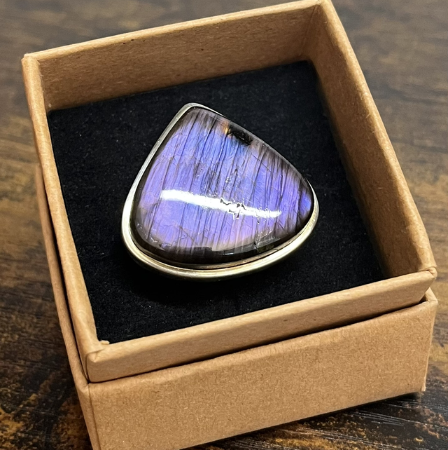 Bague en argent et Labradorite Violette - Taille 55 réglable