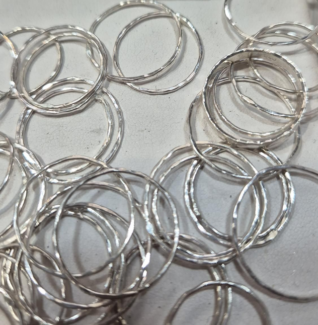1mm Sterling Silver Hammered Ring