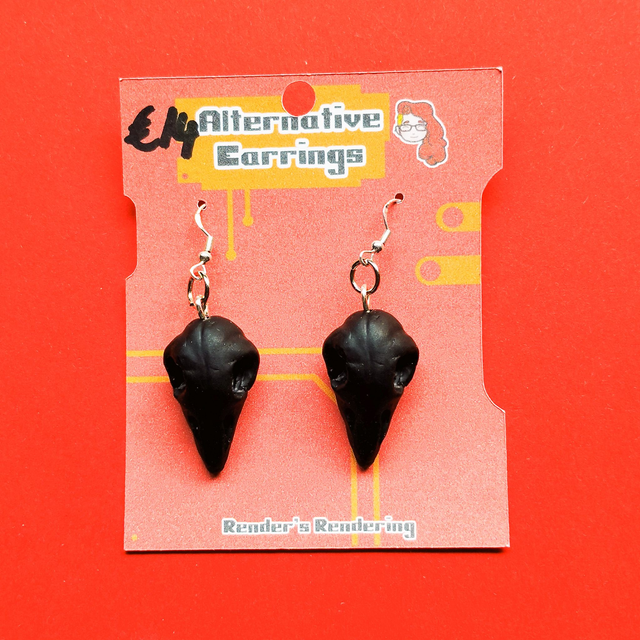 Black Bird Skull - Alternative - Earrings  [EAR-ALT-BS-BLK]