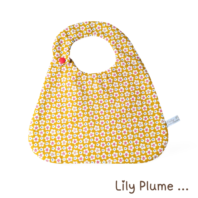 Bavoir pression moutarde fleuries