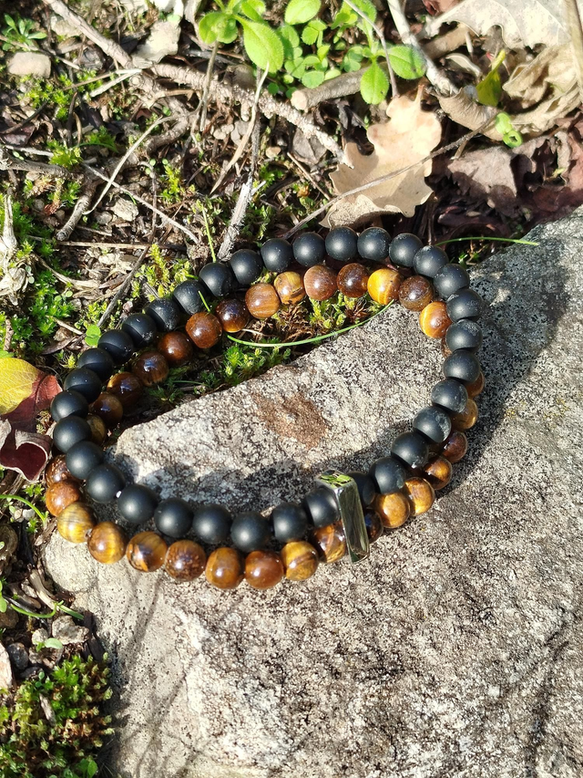 Bracelet homme Oeil de tigre/Onyx
