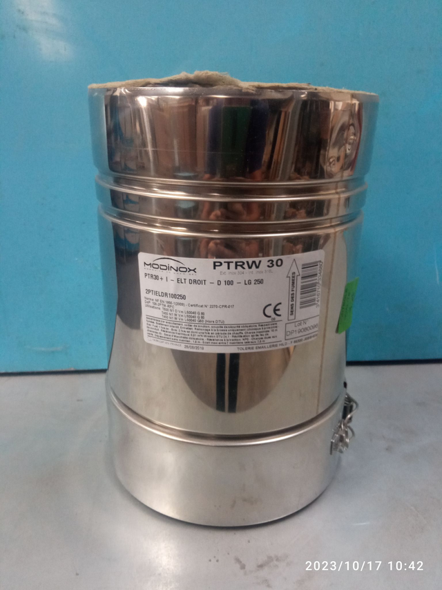  PTR30 - élément droit 250 D100 INOX - 2PTIELDR100250