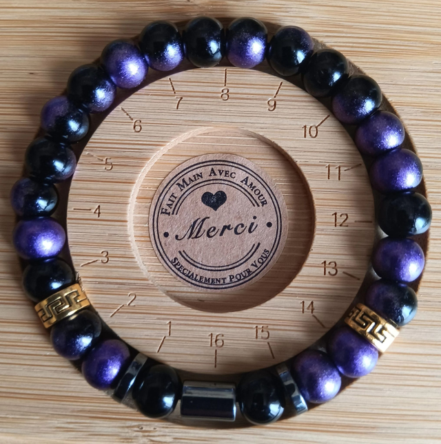 Bracelet Homme en Perles de Verre 8 mm 