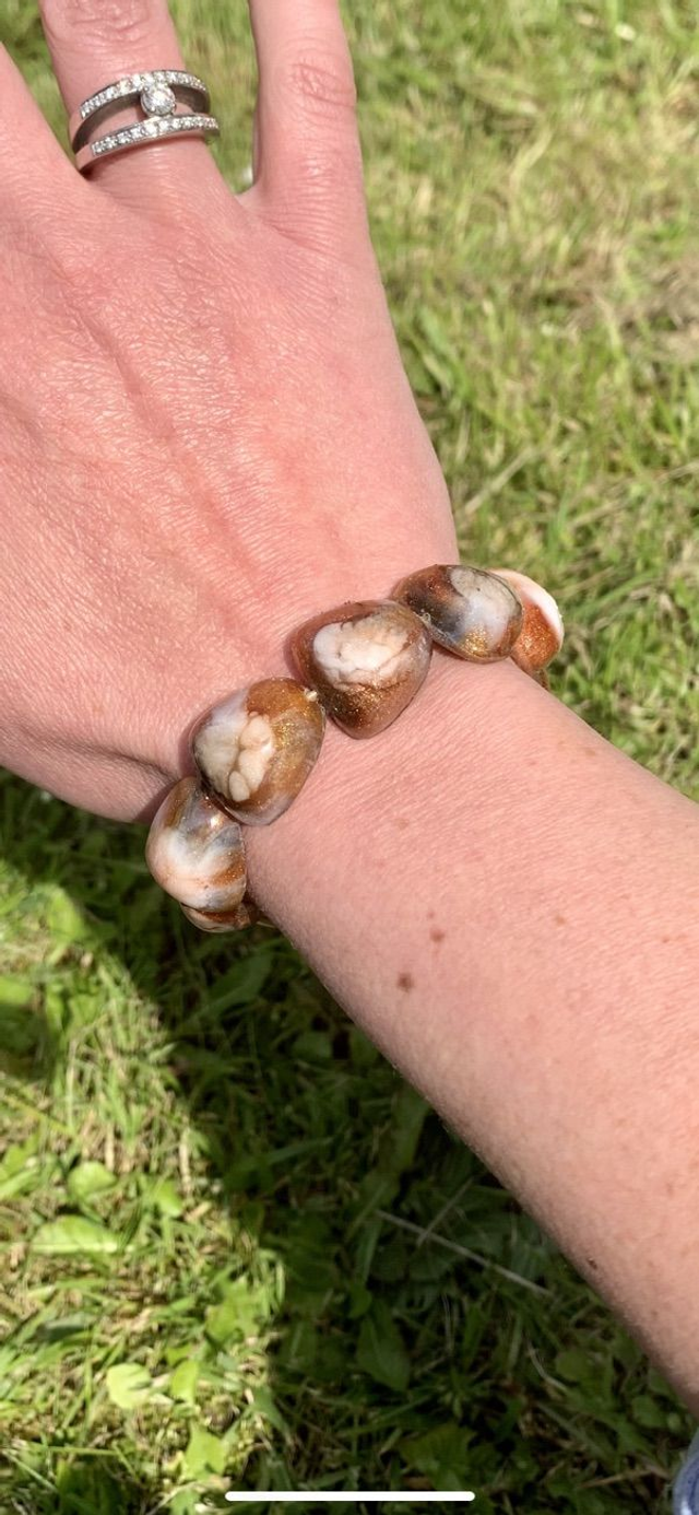 Bracelet Galets - Nuances de blanc, noir et cuivré