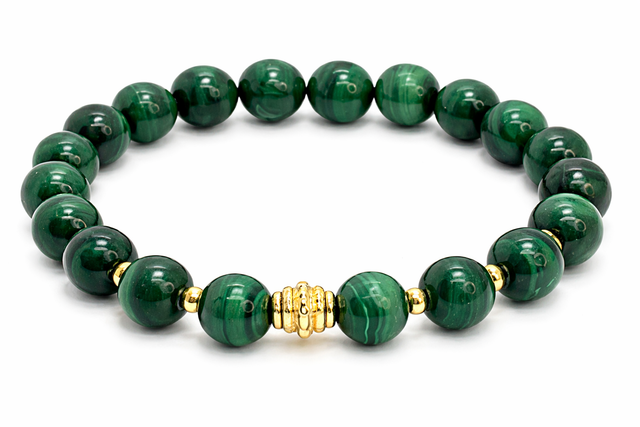 Bracelet « Maen Du » Malachite 8 mm 