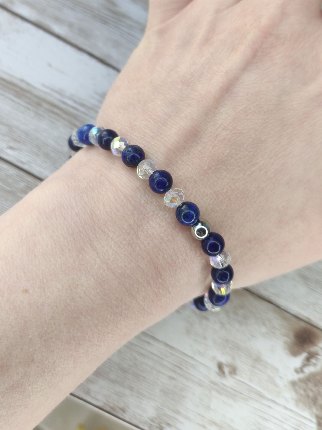 Bracelet &quot;Lapis Lazuli et cristal&quot;