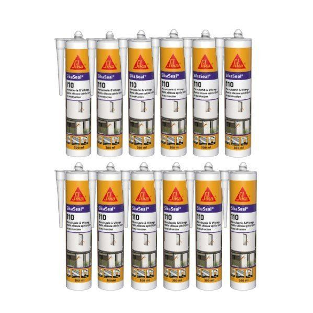 Box de 12 SikaSeal®-110 PRO Menuiserie &amp; Vitrage TRANSPARENT