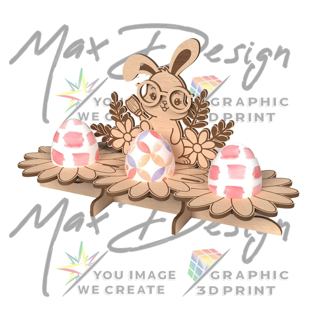 Coniglio porta 3 ovetti Kinder in legno 