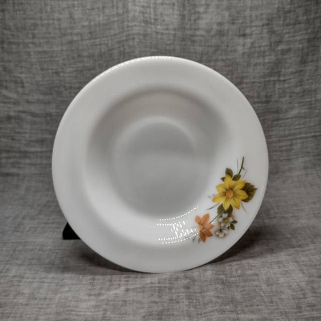 JaJ Pyrex | Diep  bord n Soepbord  (diameter 21 cm | hoogte 3,5 cm) gehard glas witte kleur met &#039;Herfstglorie&#039; motief  | Vintage