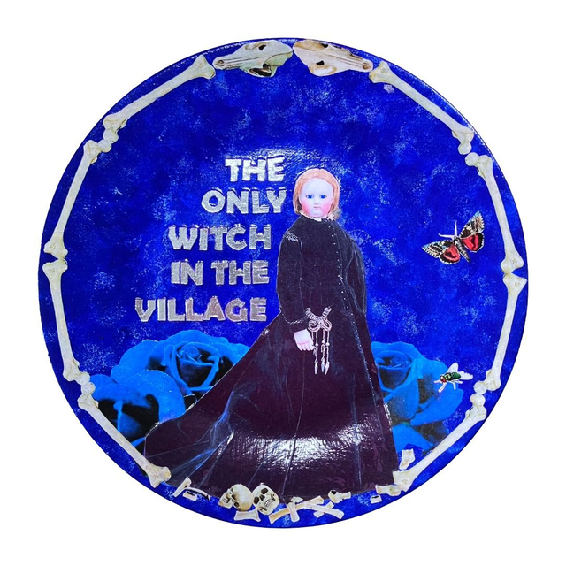 "The Only Witch In The Village" Midnight Blue Upcycled Wall Plate - House of Frisson