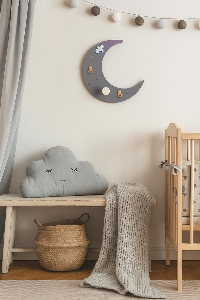 🌙 Décoration murale lune – chambre bébé douce et poétique
