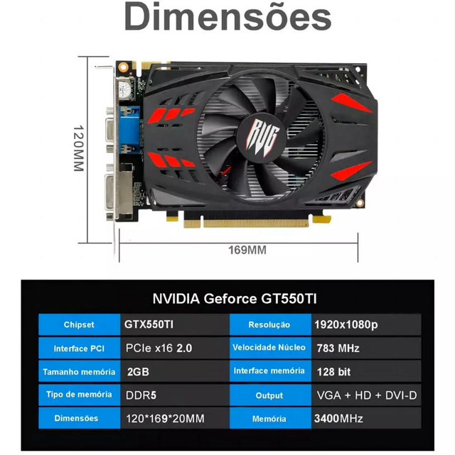 Placa De Vídeo Nidia Geforce Gtx 550ti 2gb Ddr5 128bits