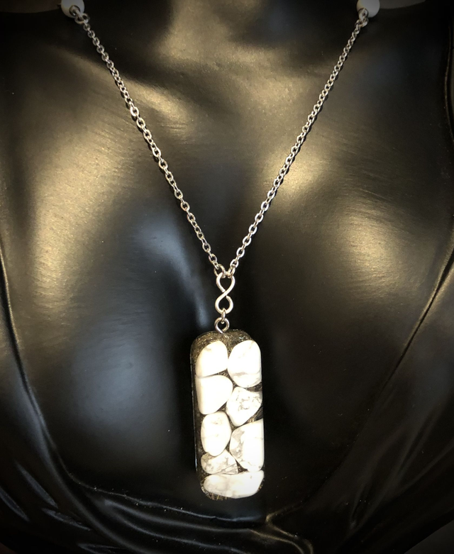 Crystal Energy Oblong Pendant with White Howlite and Infinity Symbol