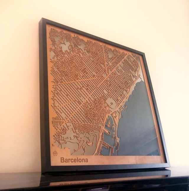 B01 – Carte de Barcelone 3d - Decoration murale