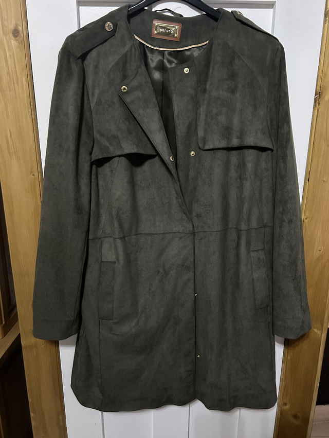 M & S - Olive Green Suedette Jacket - Size 16 - 381