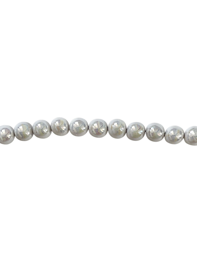 Perles en faïence blanche nacrée sur fil, semi-rondes 0,8-0,9 mm x 50 pc