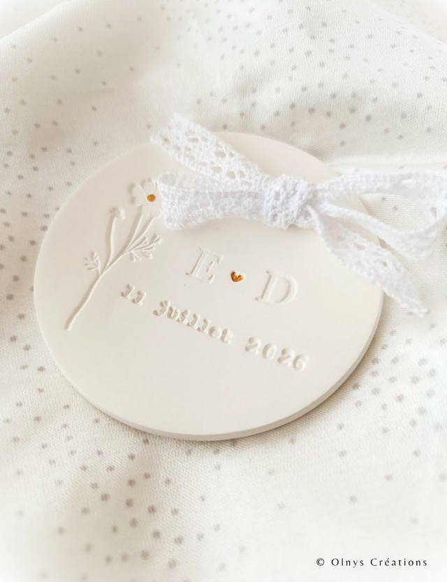 Coupelle porte alliances personnalisable en argile ~ Mariage