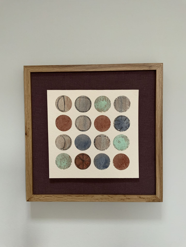 DOTS 1 - Mono Screen Print with Copper, Indigo, Avocado &amp; Oak Gall Inks