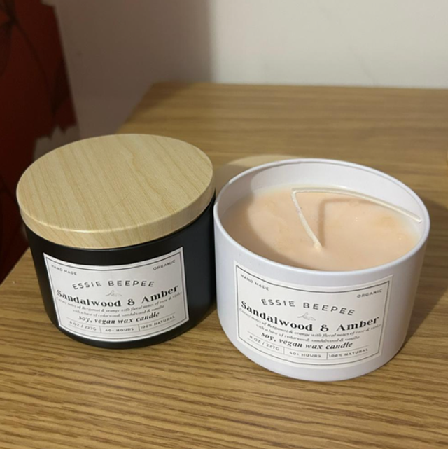 Sandalwood &amp; Amber 8oz Kerasoy Candle