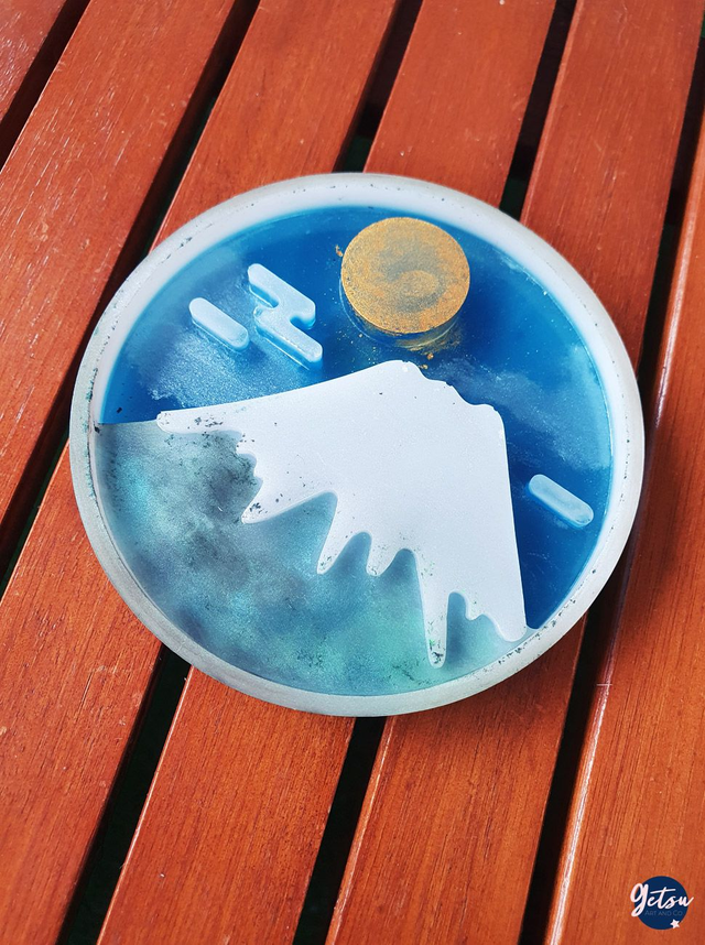 Sous-verre mont Fuji bleu clair