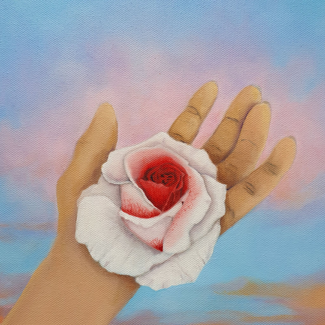 Peinture "LA MAIN DU CŒUR"