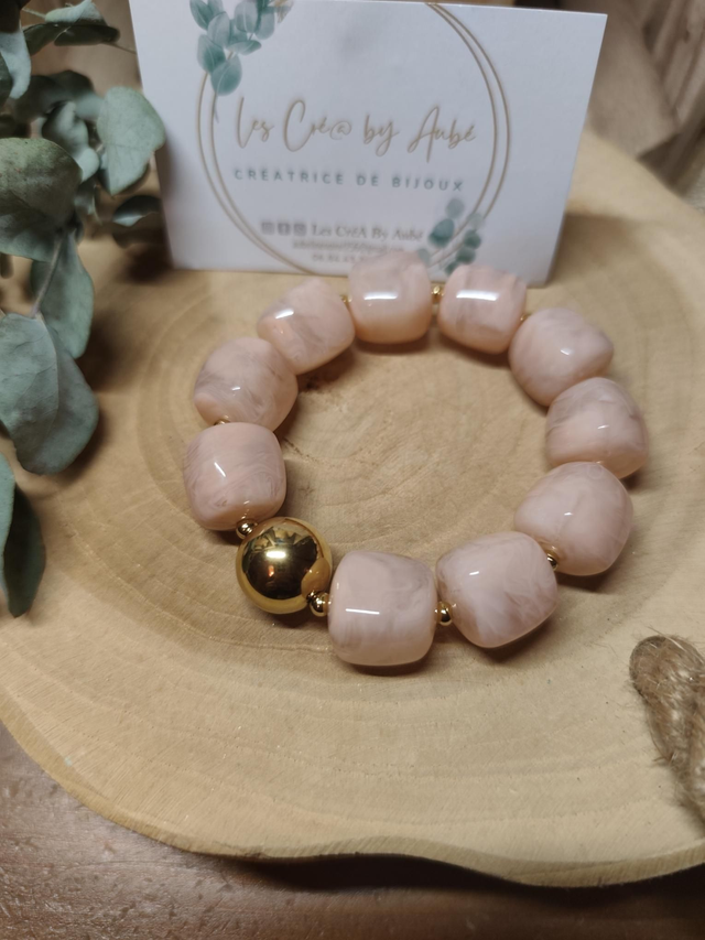 BRACELET BIG PERLES ROSE POUDRE 0000900