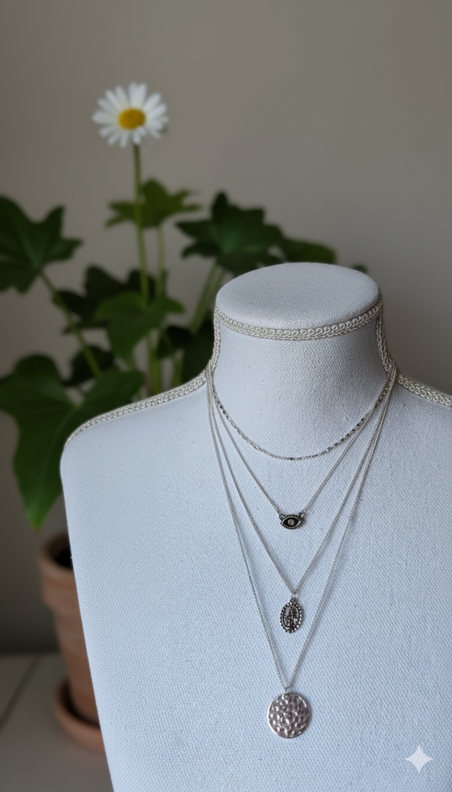 Collier 4 rangs argenté