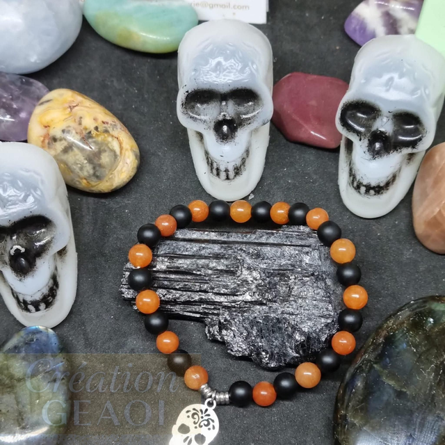 Onyx et aventurine orange