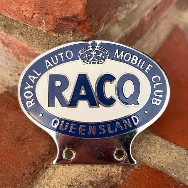 RACQ Australia Royal Automobile Club Enamel & Chrome Car Grill Badge