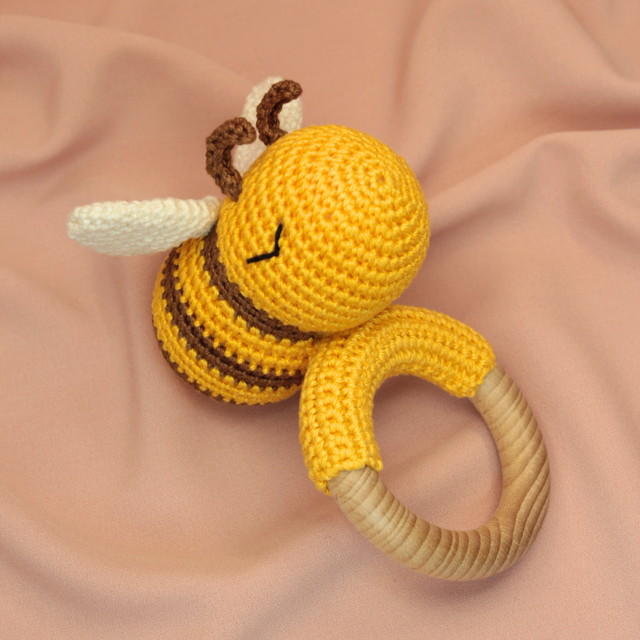 Hochet Abeille - Jaune et Marron