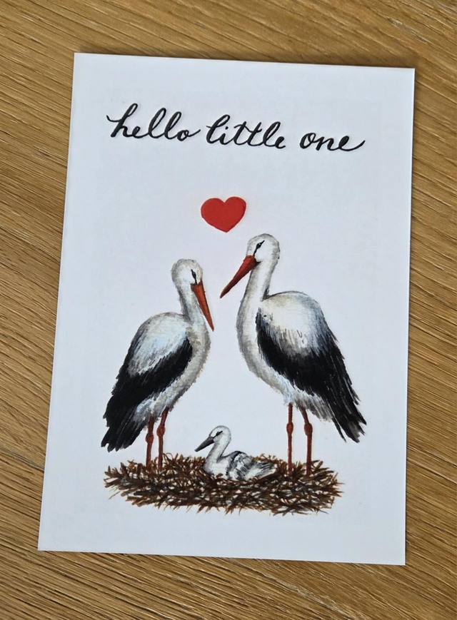 Postkarte "hello little one" | Kunstdruck DIN A6 300g | Handgemalte Grußkarte & liebevolle Deko |