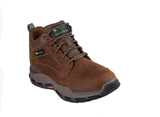 John Deere Wasserdichte Mid-Top-Schnürschuhe aus Leder mit Mokassin-Zehenpartie