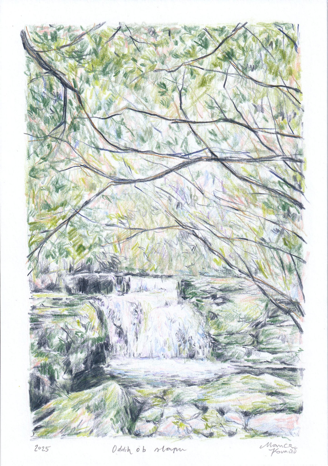 'Oddih ob slapu' Giclée Print