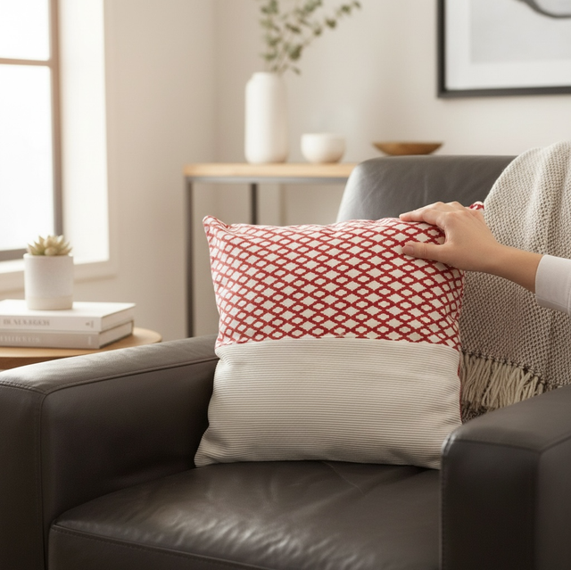 Coussin losange rouge 45x45