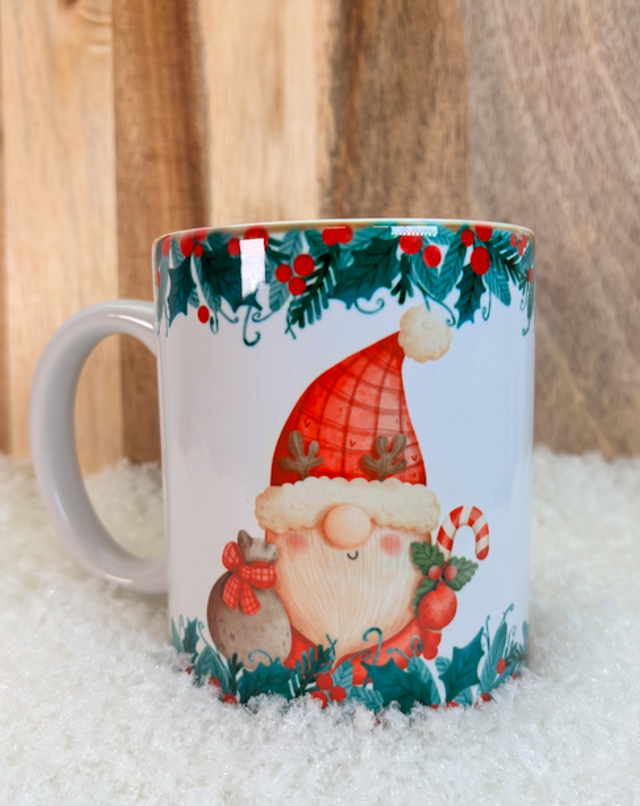 Mug Gnome de Noël frise de houx