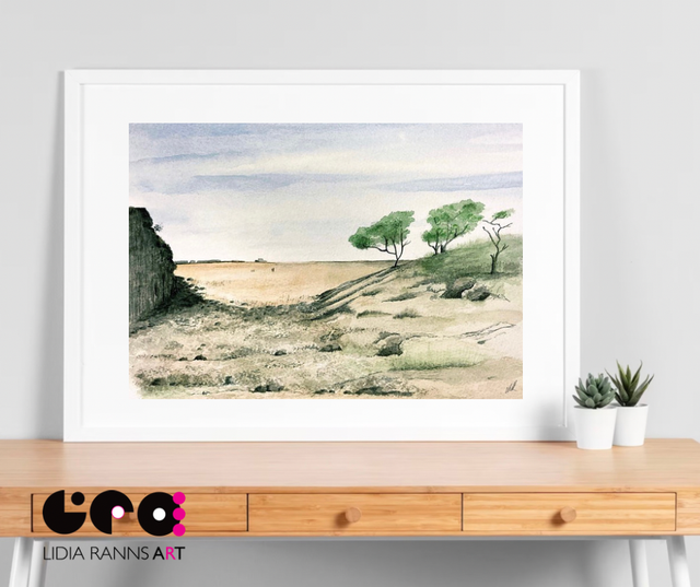 Morecambe Bay - Silverdale Beach Cove. Limited Edition Print of 20 from an original watercolour painting.