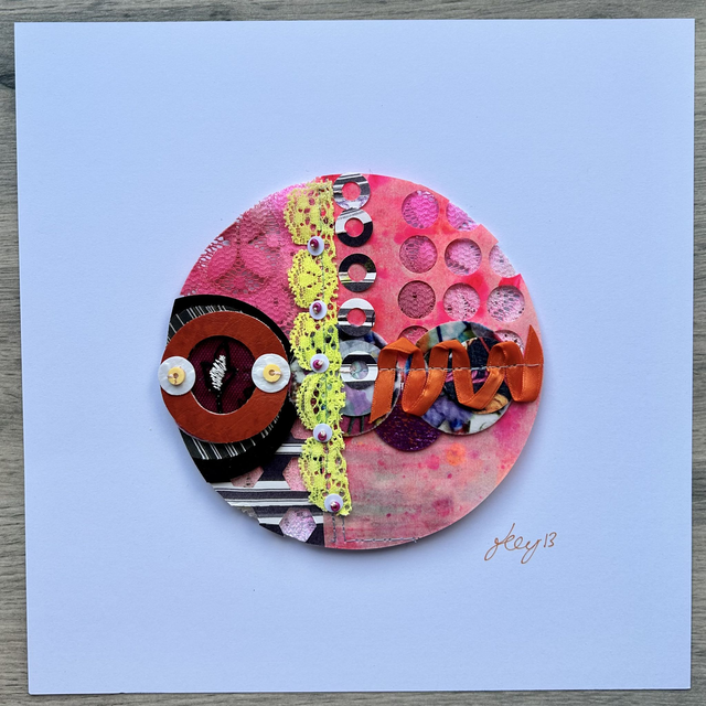 Square Paper + Stitch Collage - Neon Pop