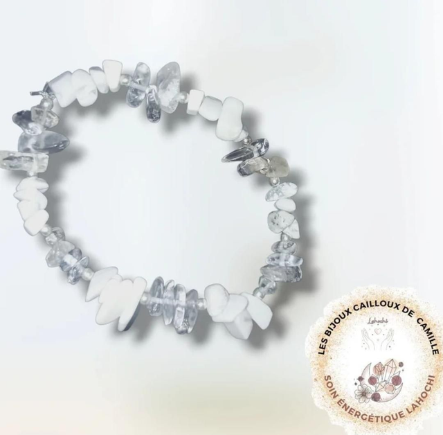 Bracelet Sérénité Howlite blanche et Cristal de roche 