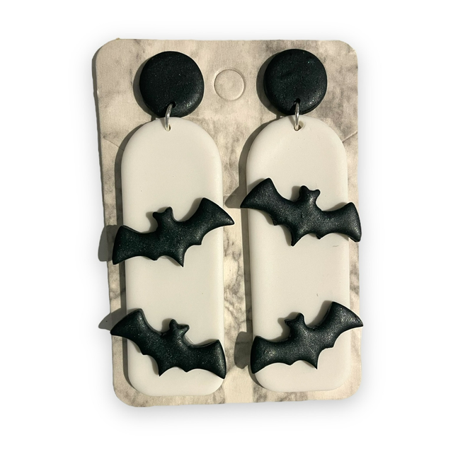 Halloween bat earrings - long
