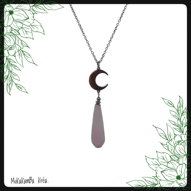 Collier lune et pierre naturelle