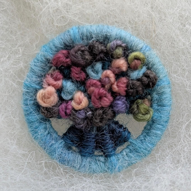 Dorset Button Brooch - rainbow and blue