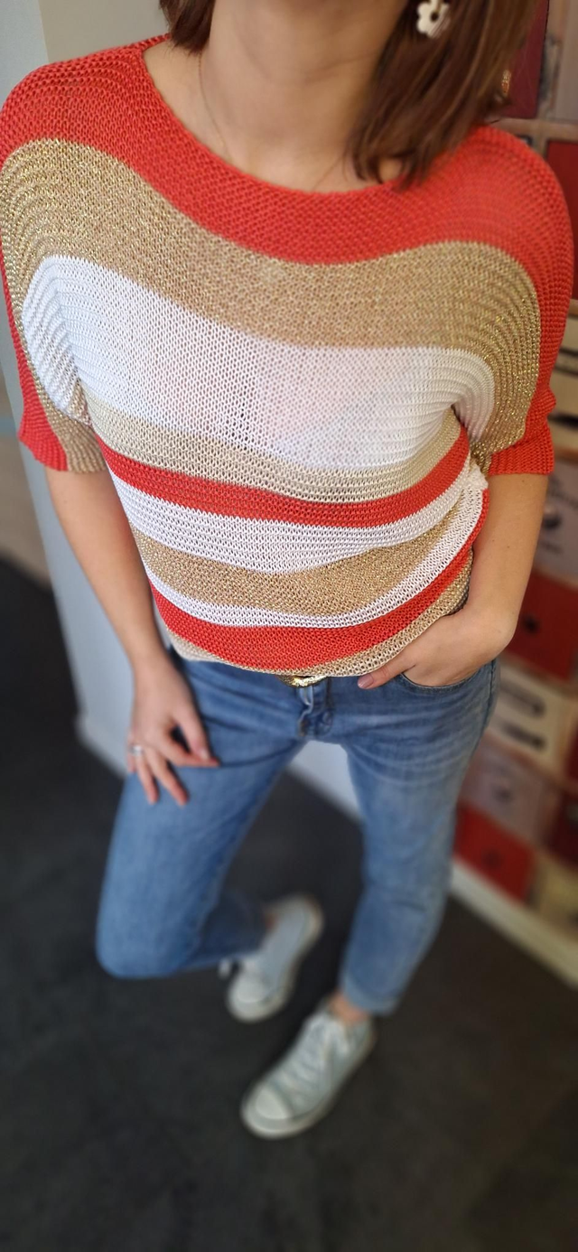 pull maille corail argent blanc