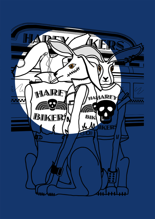 Harey Bikers Spotlight   (Fine Art Limited Edition. Giclée Print)