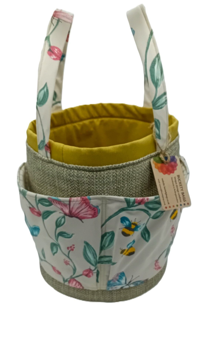 Large Bucket Bag Butterfly and Bee for Hobby Crafts Knitting Crochet and Multipurpose Storage