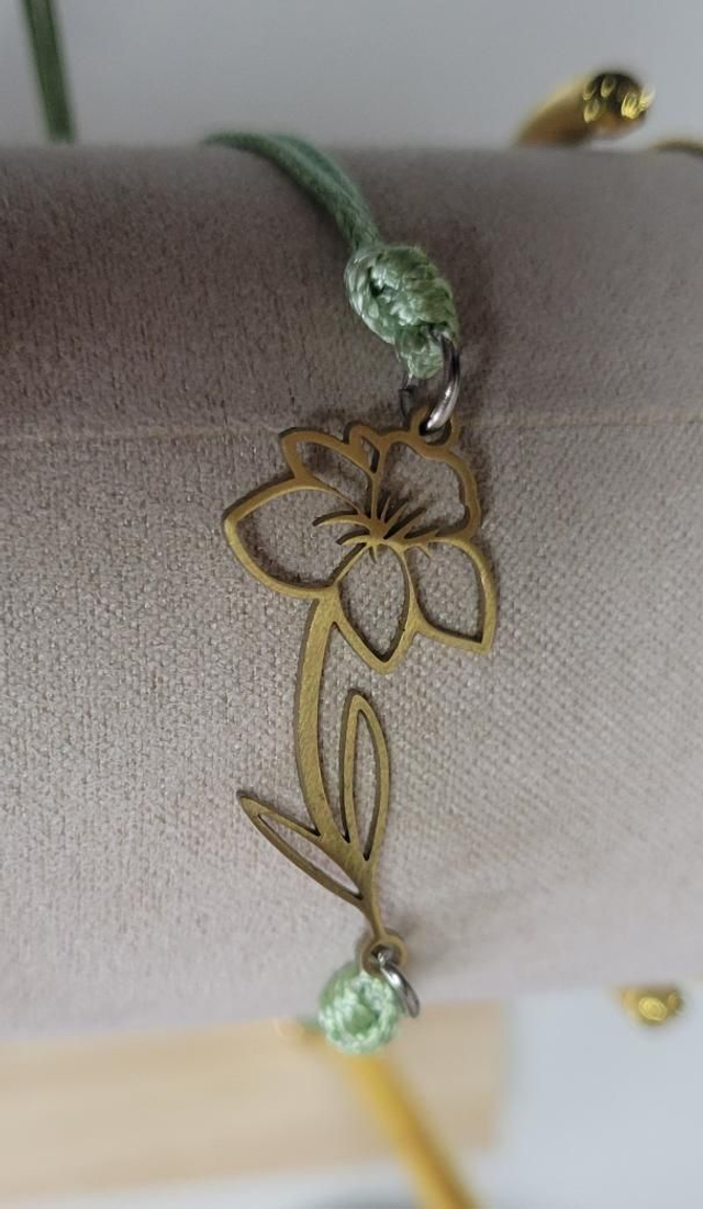 Bracelet simple fleur or