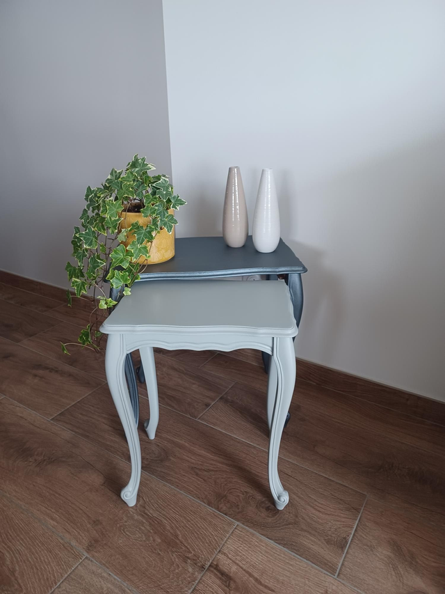 Gueridon gris oxy et clair 