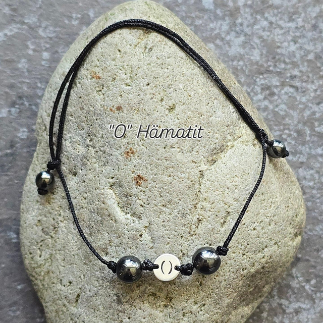 Initialen Armband "O" Hämatit 