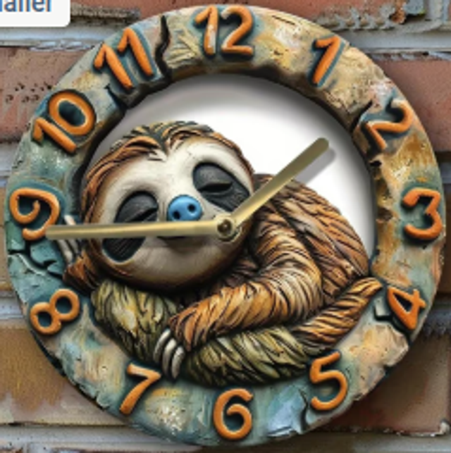 Vintage metalen klok Luiaard (20cm diameter)